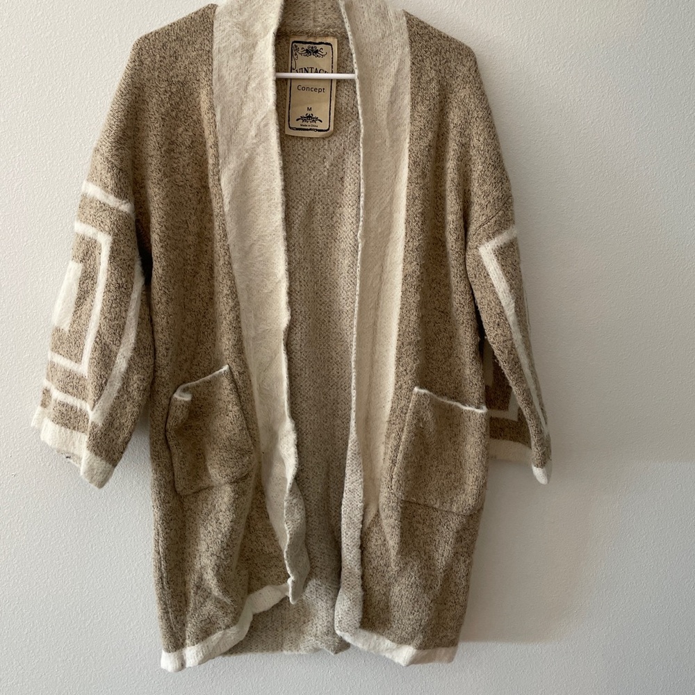Vintage Tan and Cream Knit Cardigan